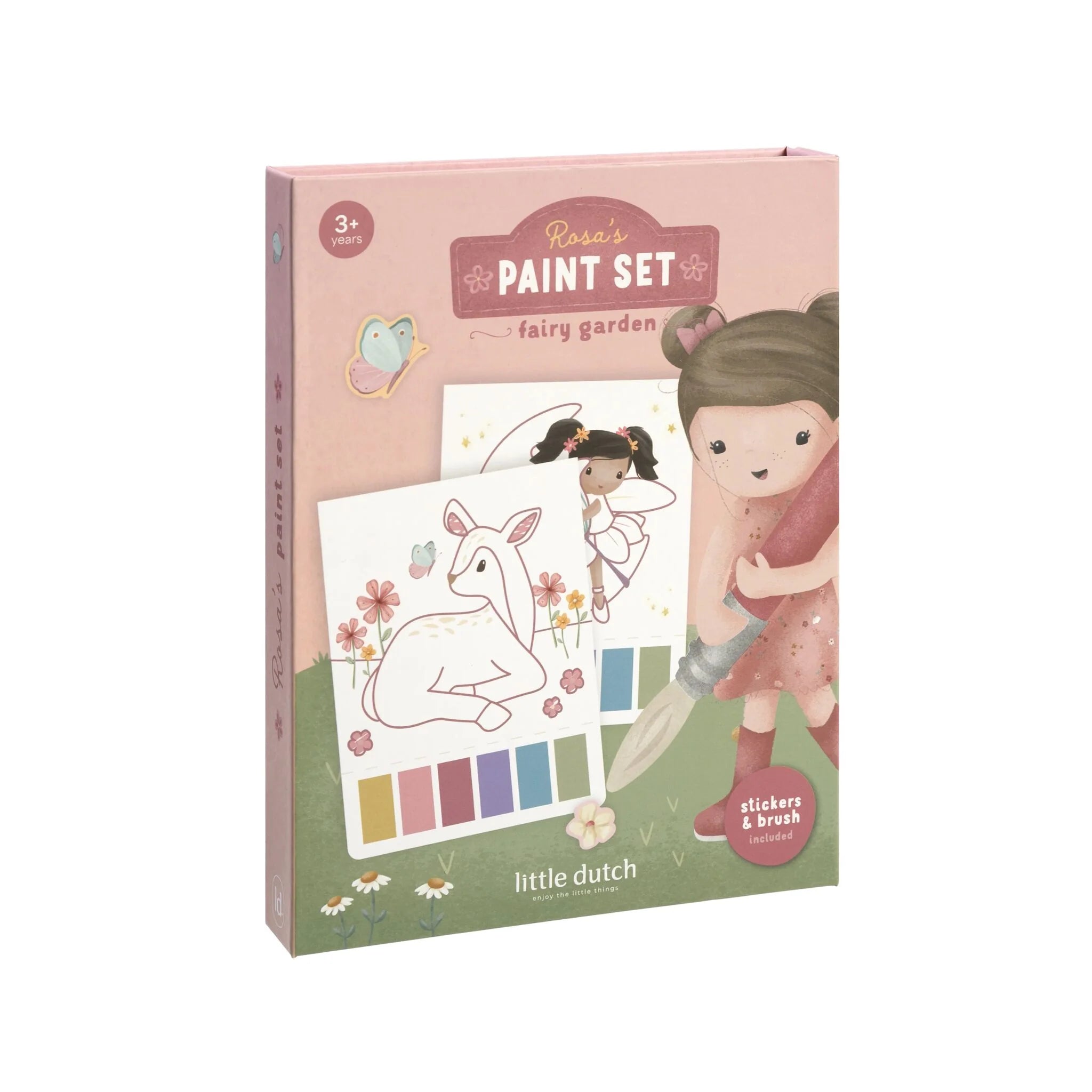Little Dutch carte de pictat cu acuarele si stickere 3 ani+ Rosa Fairy Garden