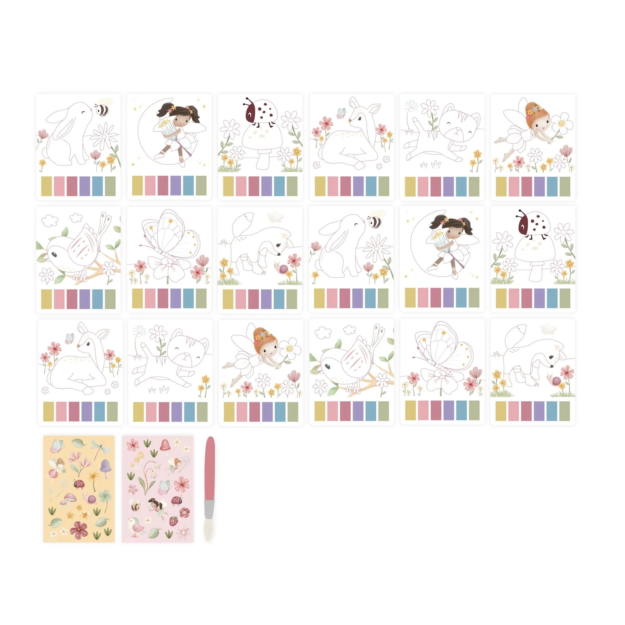 Little Dutch carte de pictat cu acuarele si stickere 3 ani+ Rosa Fairy Garden