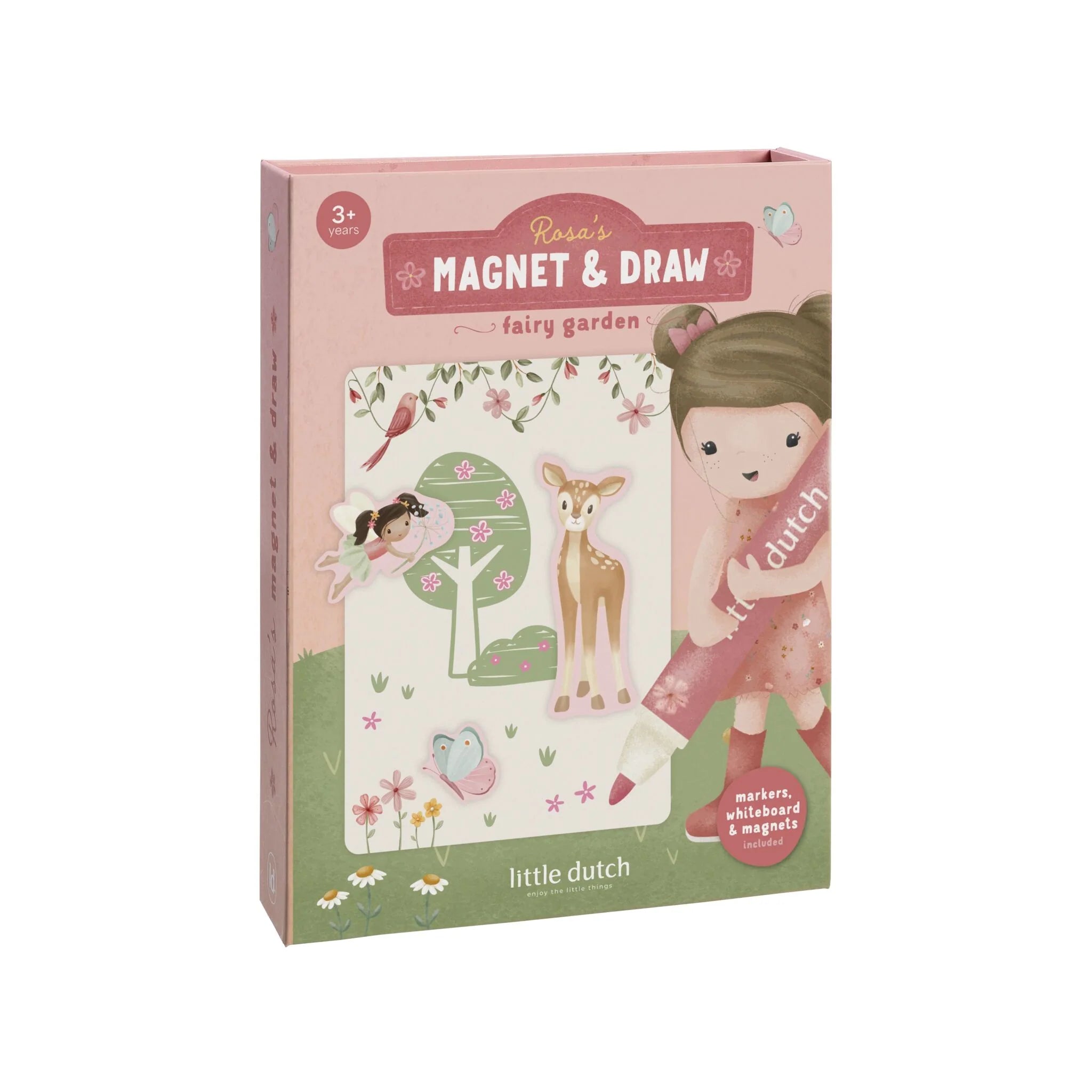 Little Dutch carte magnetica cu figurine 3 ani+ Fairy Garden Rosa