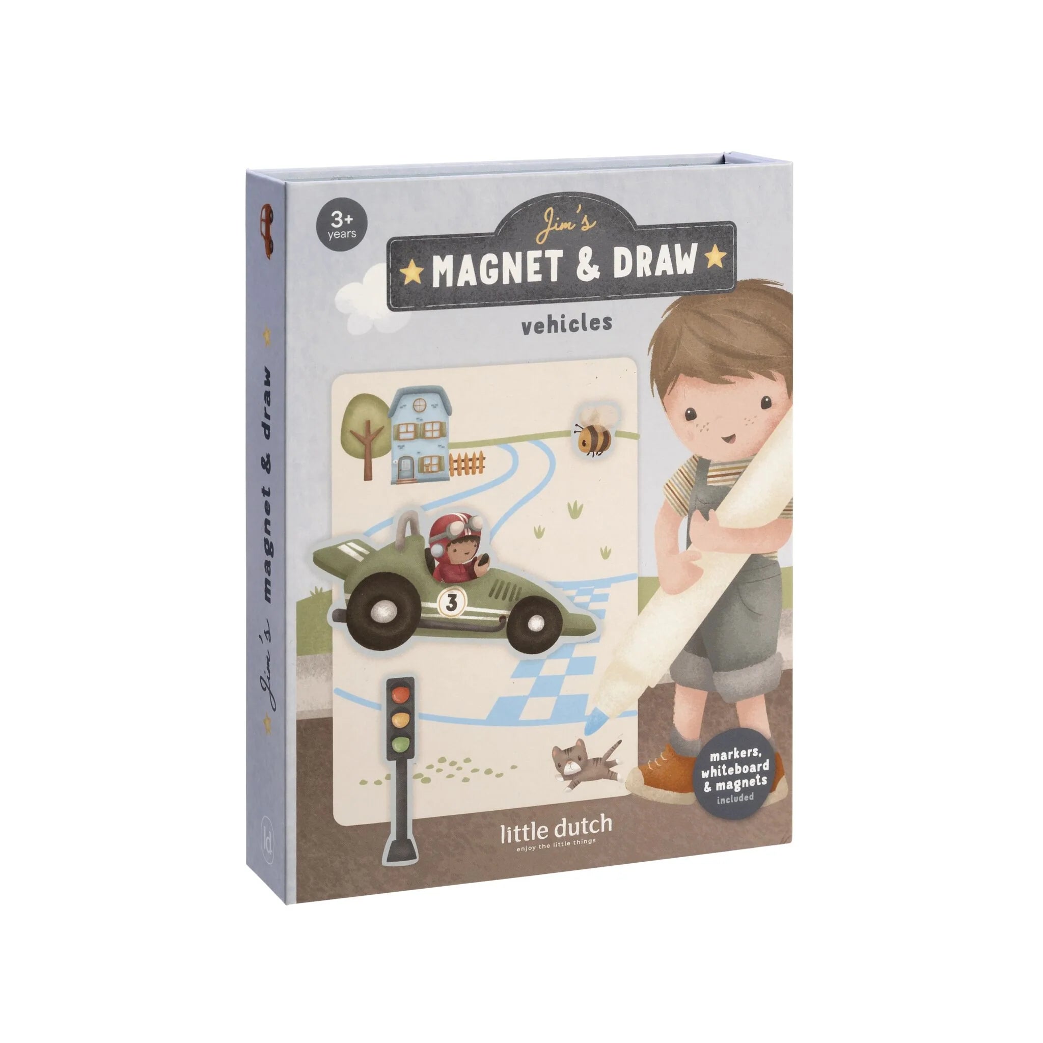 Little Dutch carte magnetica cu figurine 3 ani+ Jim Vehicles Imagine principală a produsului