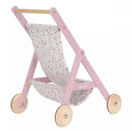 Little Dutch carucior din lemn pentru papusi 3 ani+ Soft Flower