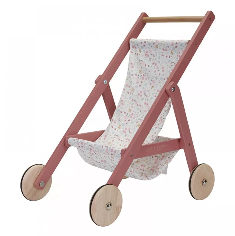 Little Dutch carucior pentru papusi din lemn FSC 3 ani+ Flowers and butterflies Imagine principală a produsului