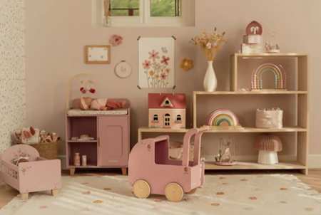 Little Dutch carucior retro din lemn pentru papusi 3 ani+ Soft Flower
