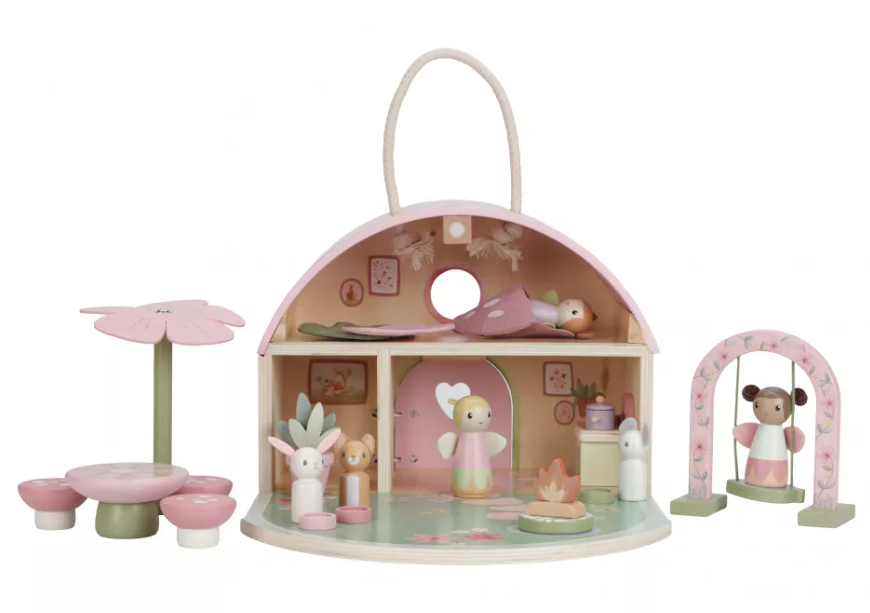 Little Dutch casuta de papusi portabila din lemn FSC cu zana si mobilier 3 ani+ Fairy Garden 