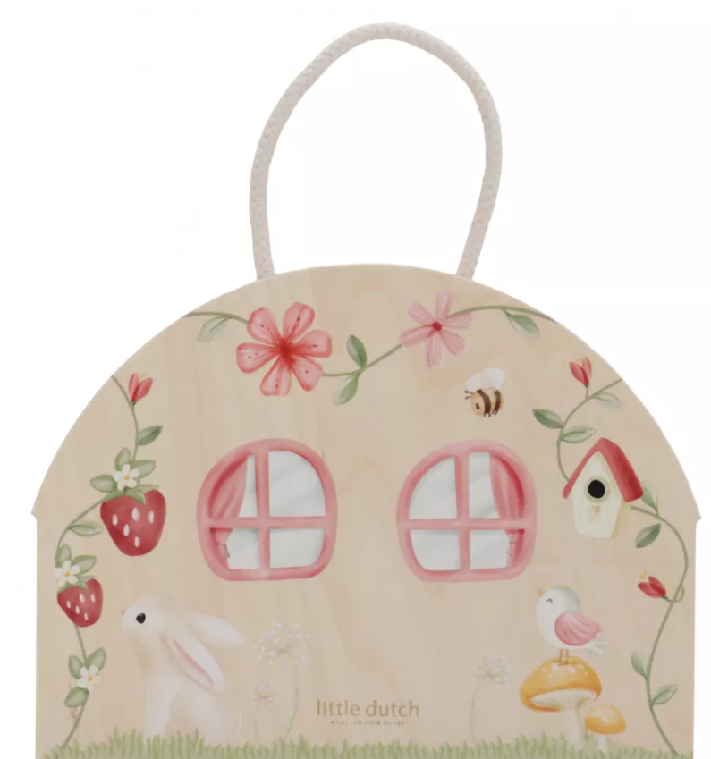 Little Dutch casuta de papusi portabila din lemn FSC cu zana si mobilier 3 ani+ Fairy Garden 