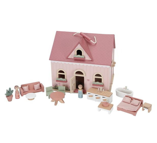 Little Dutch casuta de papusi portabila din lemn FSC cu mobilier 3 ani+