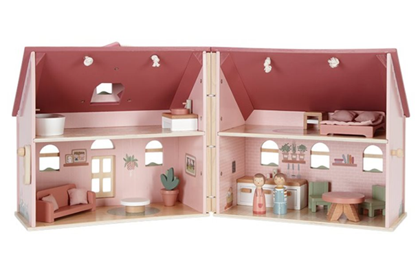 Little Dutch casuta de papusi portabila din lemn FSC cu mobilier 3 ani+