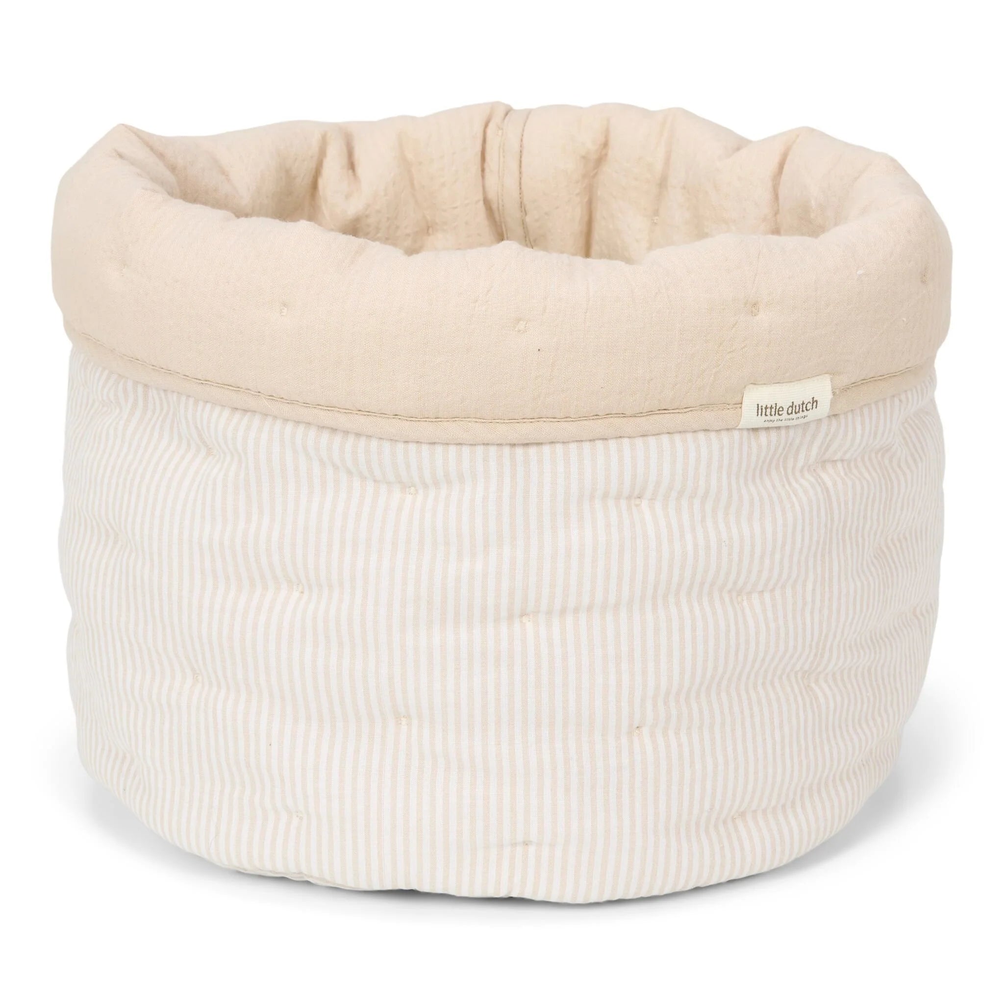 Little Dutch cos de depozitare mediu din bumbac organic 30x25 Pure Soft Beige Stripe Imagine principală a produsului