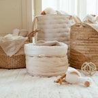 Little Dutch cos de depozitare mediu din bumbac organic 30x25 Pure Soft Beige Stripe