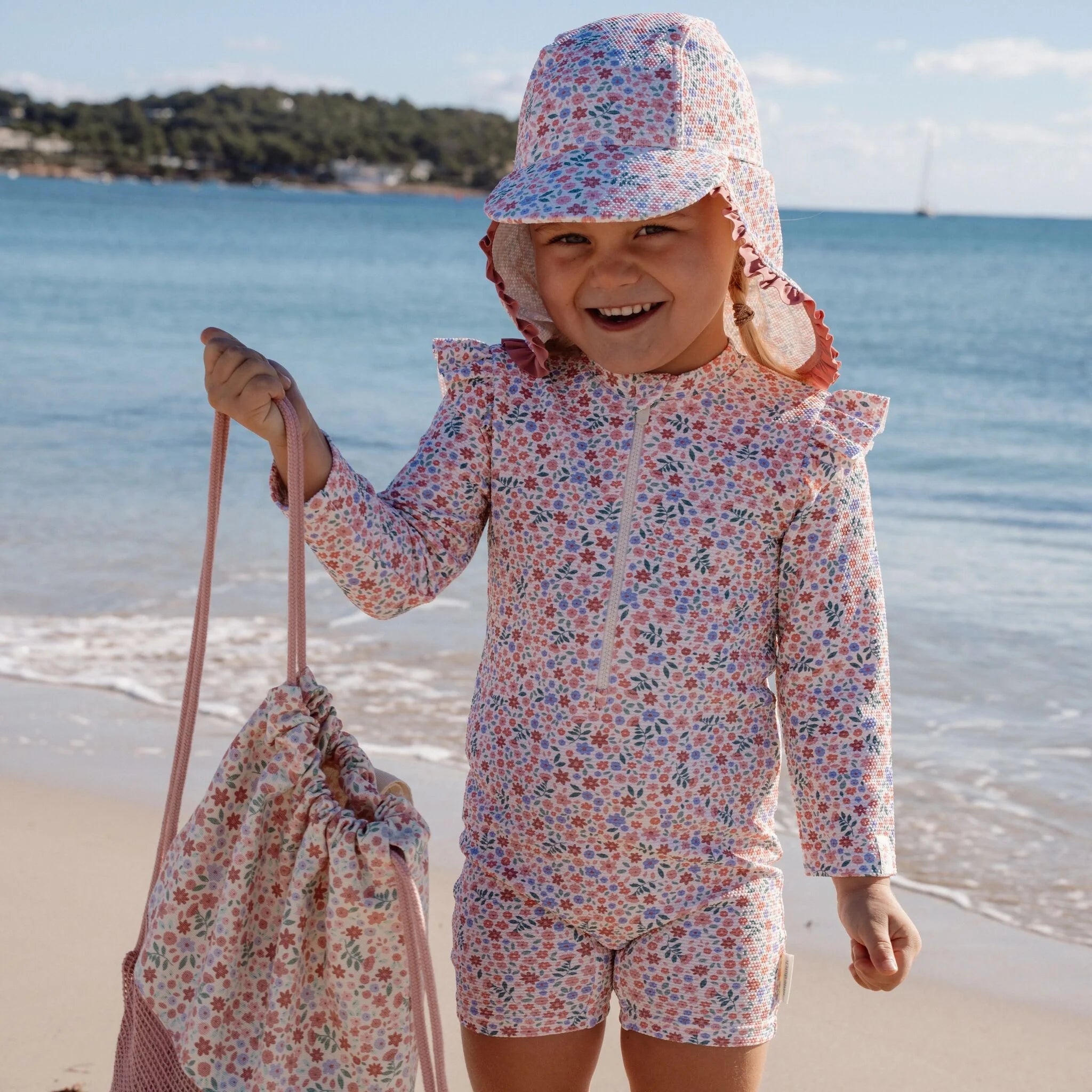 Little Dutch costum de baie intreg cu maneca lunga UV40+ Dreamy Flowerfield