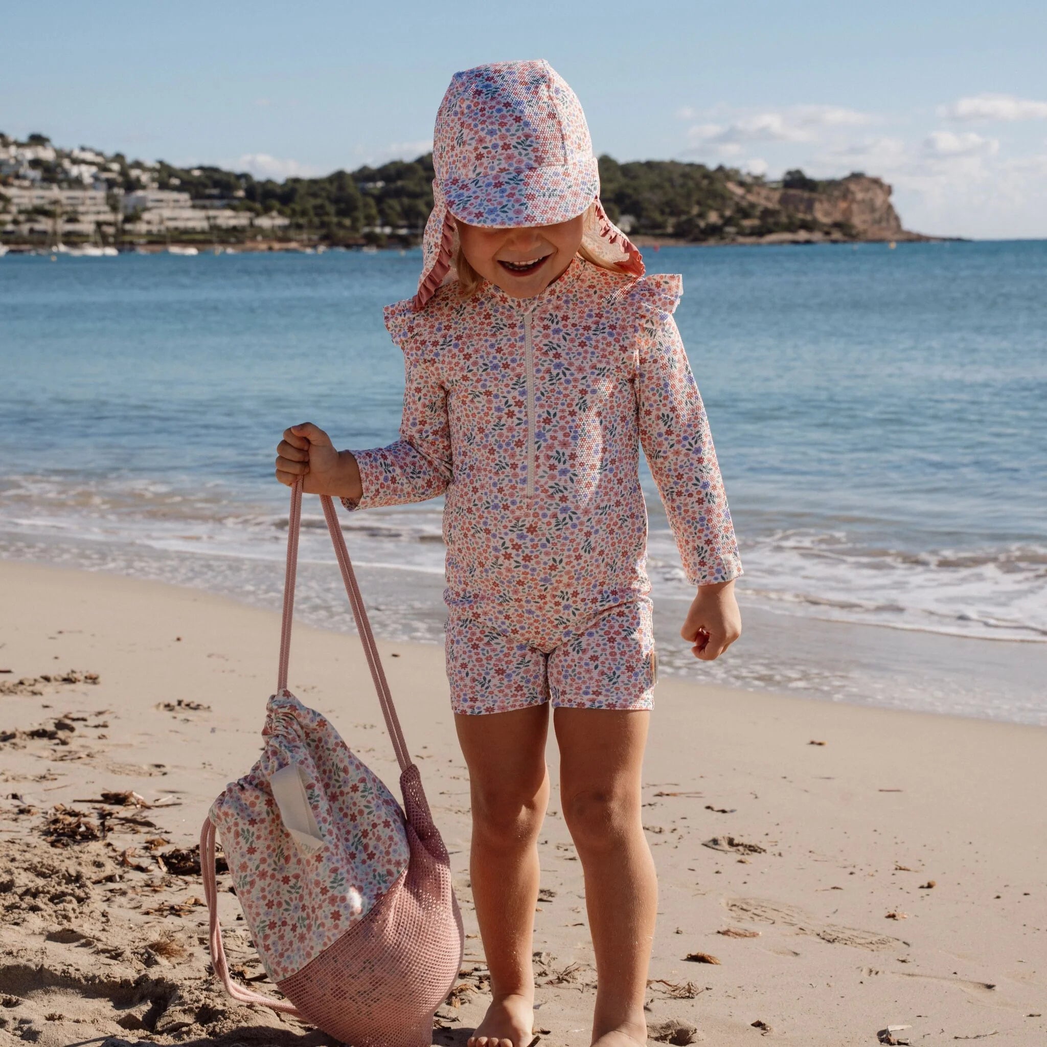 Little Dutch costum de baie intreg cu maneca lunga UV40+ Dreamy Flowerfield