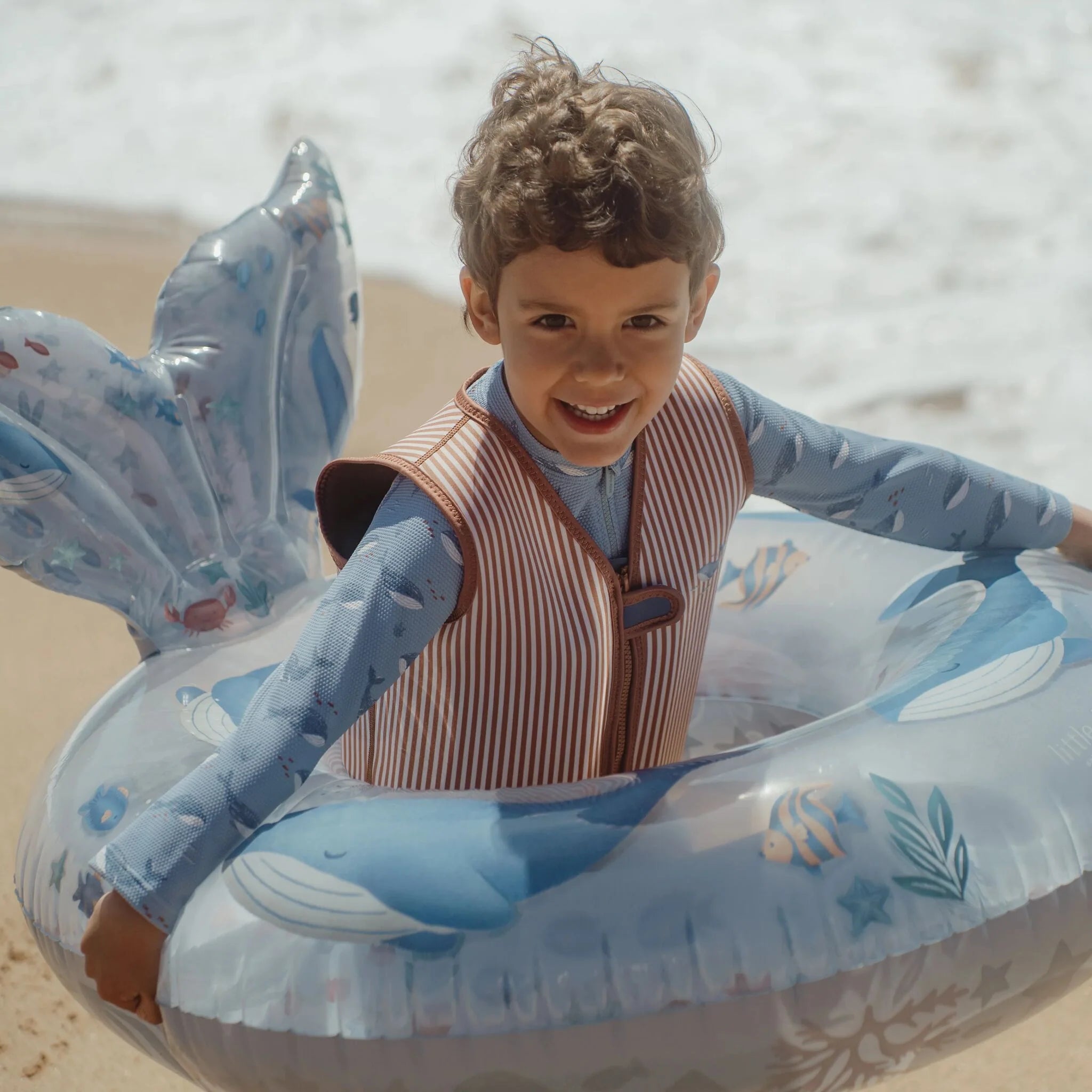 Little Dutch costum de baie intreg cu maneca lunga UV40+ Ocean Splash