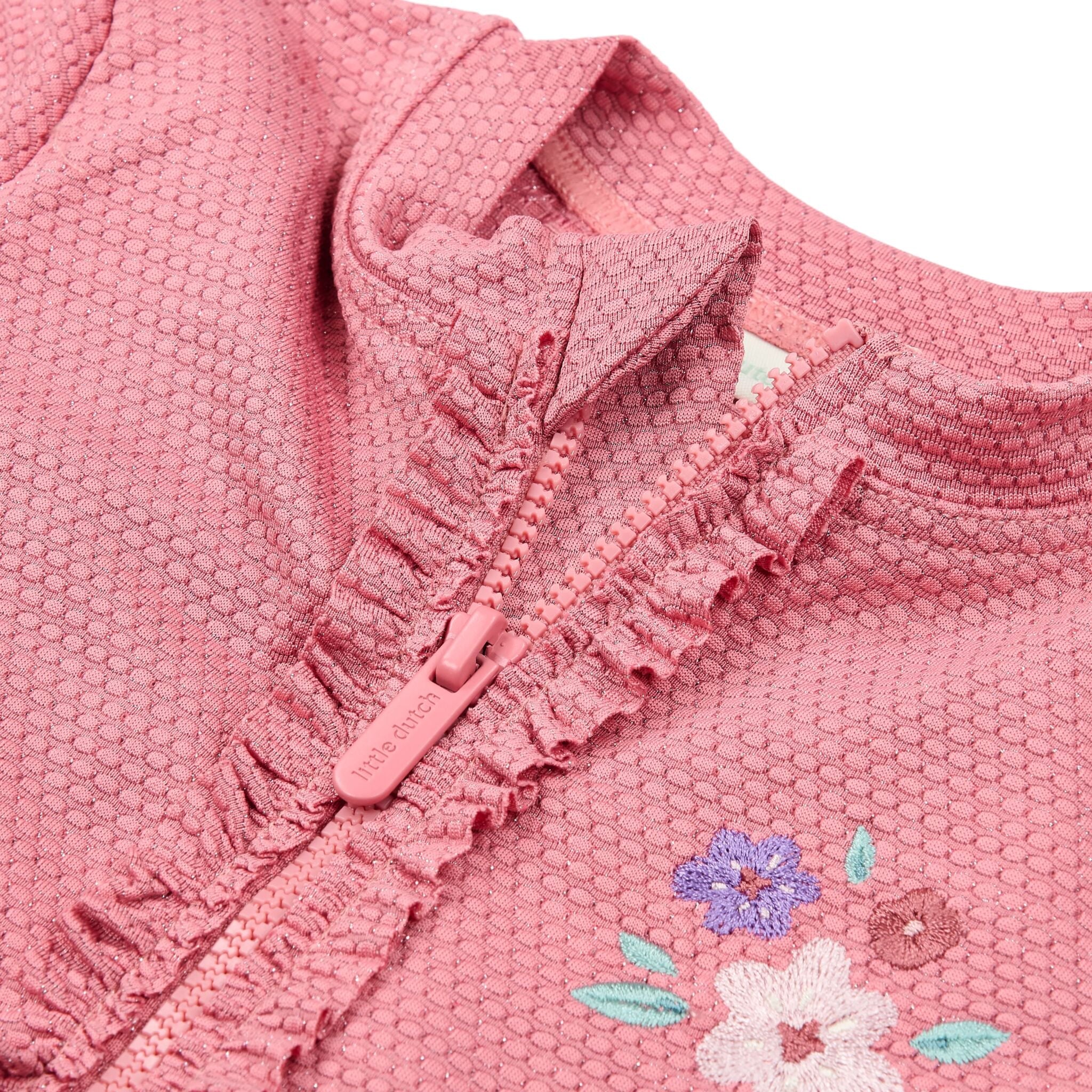 Little Dutch costum de baie intreg cu maneca scurta UV40+ Dreamy Pink Sparkle
