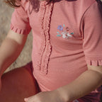 Little Dutch costum de baie intreg cu maneca scurta UV40+ Dreamy Pink Sparkle