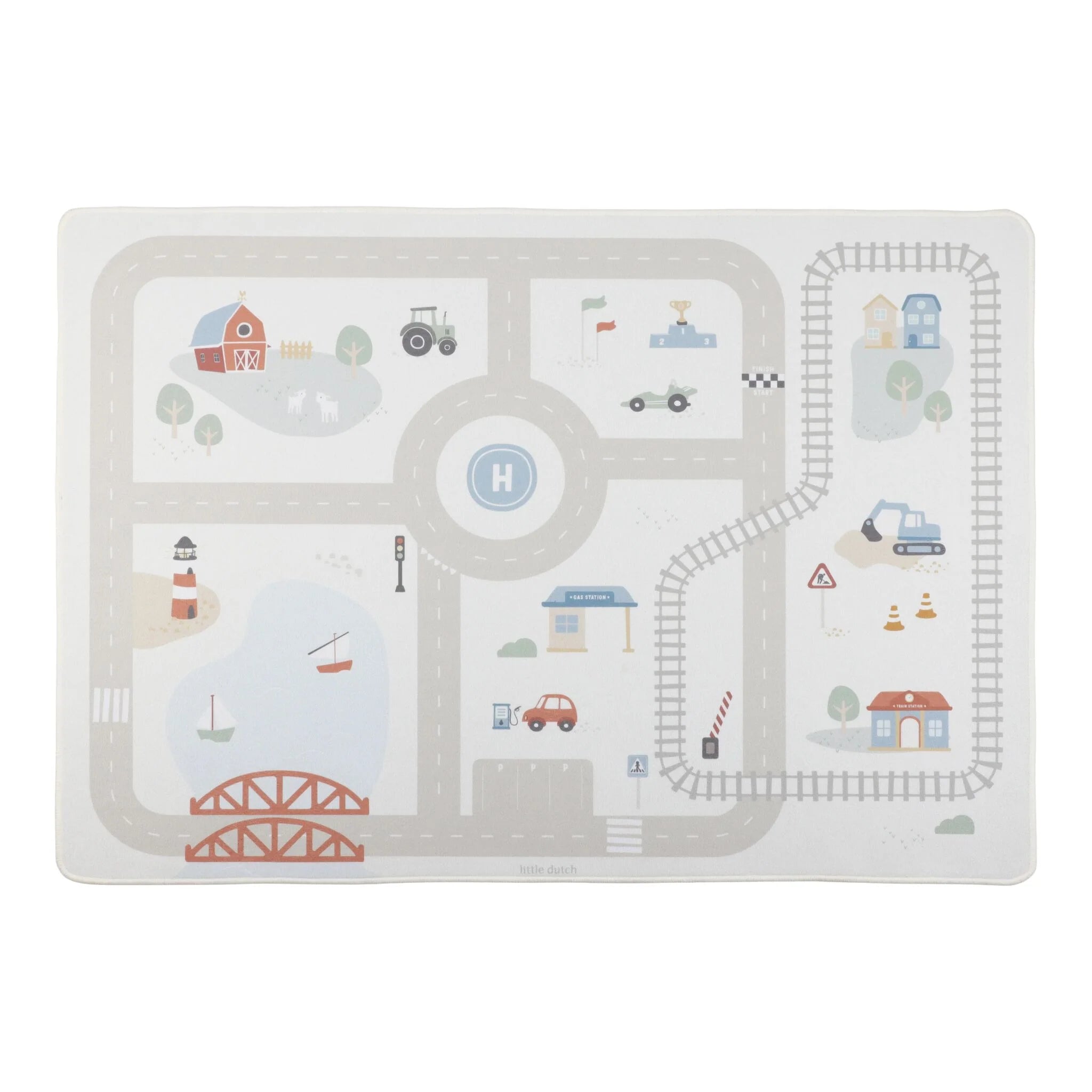 Little Dutch covor de joaca cu tematica auto 100x140 cm 12m+