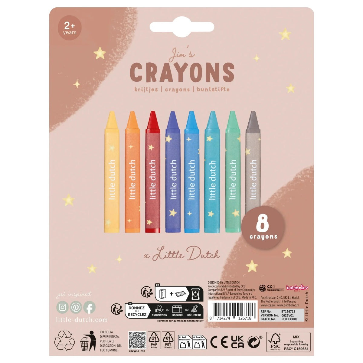 Little Dutch creioane cerate set de 8 bucati 2 ani+ Multicolored Jim