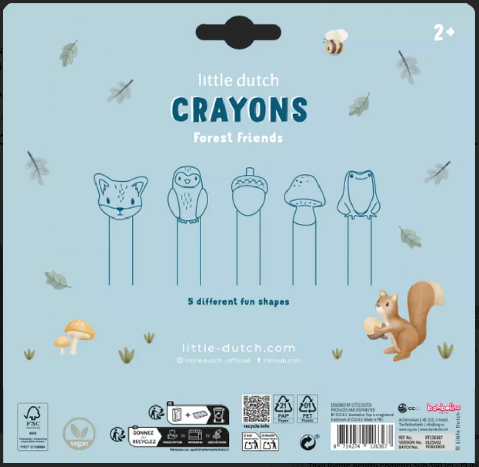 Little Dutch creioane cerate in forma de animalute 2 ani+ Forest Fiends