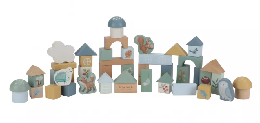 Little Dutch cuburi de constructie din lemn FSC 2 ani+ Forest Friends