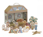 Little Dutch figurine din lemn FSC in cutie portabila 18 m+ Sceneta a Nasterii Domnului
