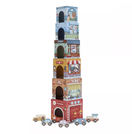 Little Dutch garaj stivuibil cu masinute utilitare incluse 18m+ Multicolored