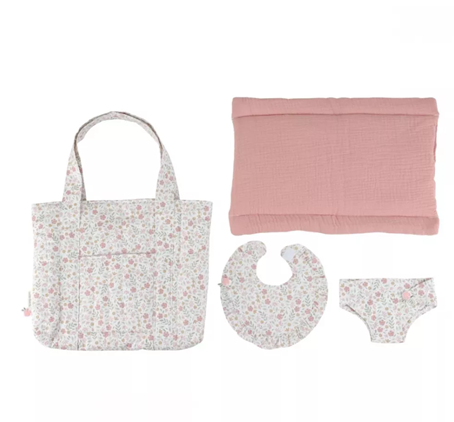 Little Dutch genata de maternitate cu accesorii pentru papusi 3 ani+ Soft Flowers