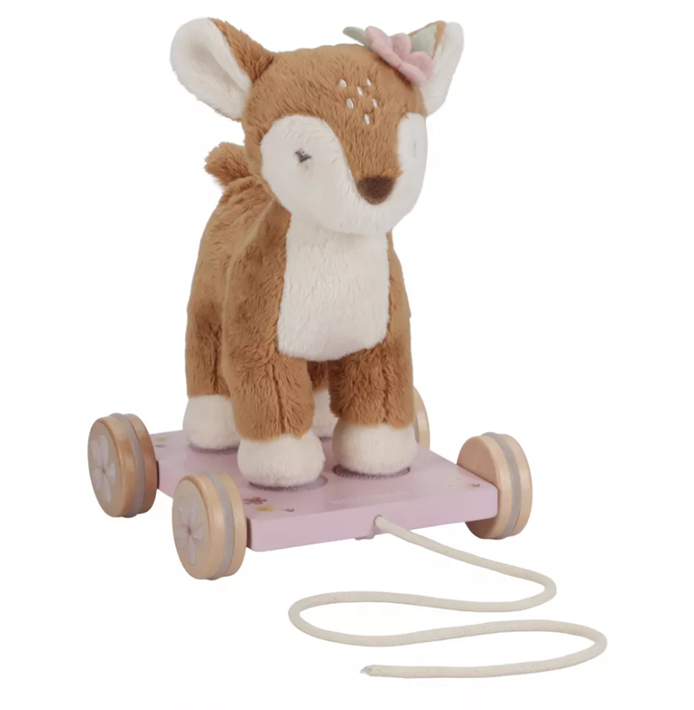 Little Dutch jucarie din lemn FSc cu roti si snur pentru tras 18m+ Fairy Garden Caprioara