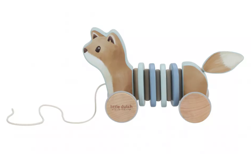 Little Dutch jucarie din lemn FSC cu roti si snur pentru tras 18m+ Little farm Vulpe Imagine principală a produsului