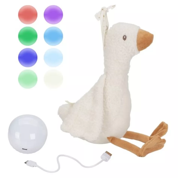 Little Dutch jucarie plus cu sunete albe si lumina de veghe Newborn Naturals 0m+ Goose