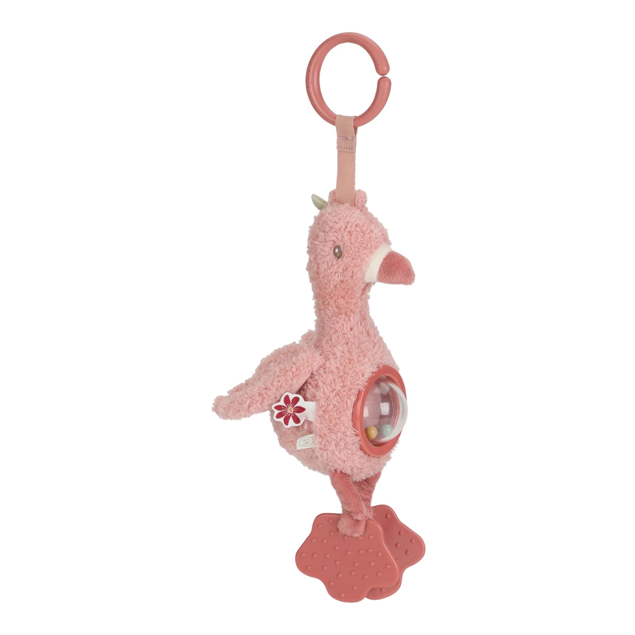 Little Dutch jucarie suspendata senzoriala cu inel 0m+ Safari Friends Flamingo