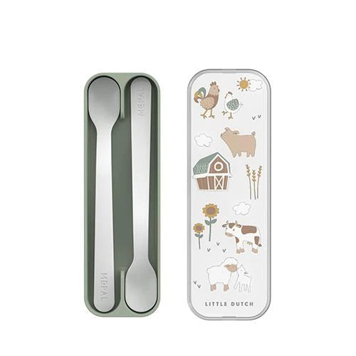 Little Dutch lingurita pentru bebelusi set de 2 bucati 4 m+ Little Farm Green
