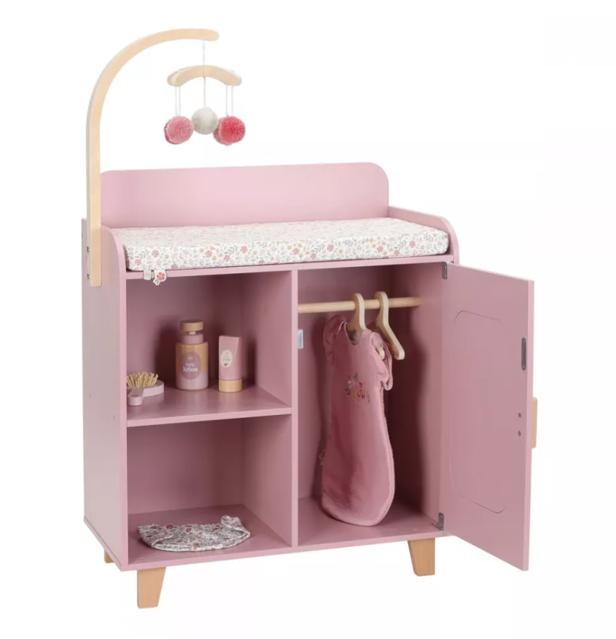 Little Dutch masa de schimbat scutecele cu accesorii pentru papusi 3 ani+ Roz
