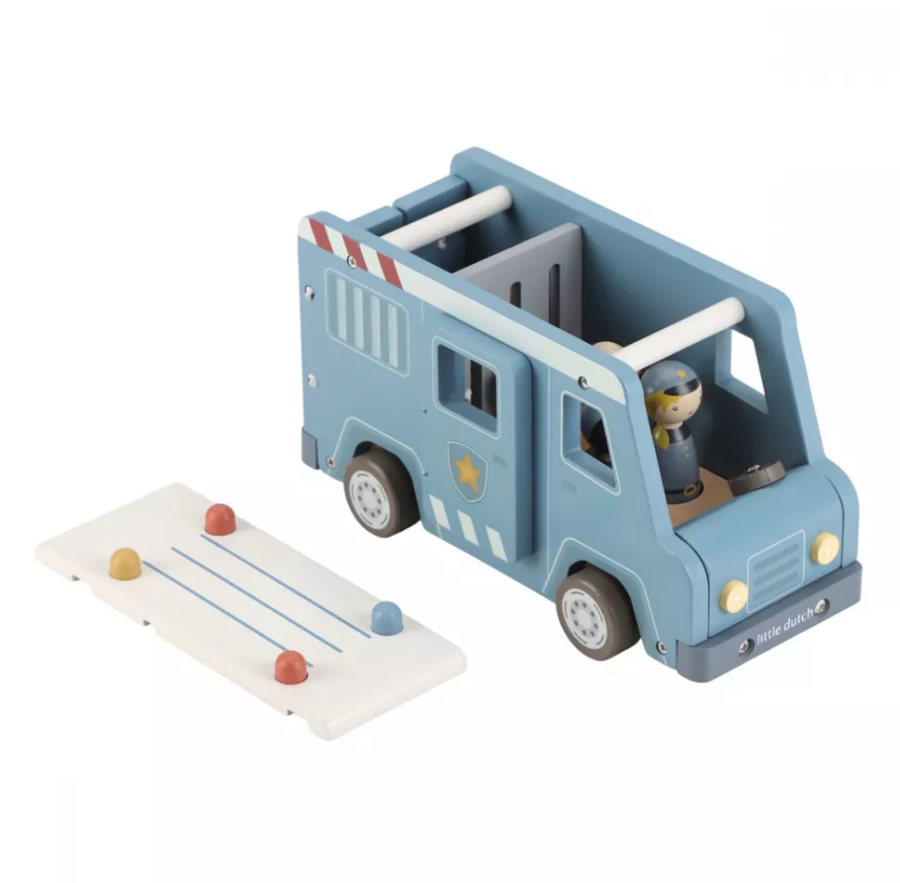 Little Dutch masina din lemn FSC cu accesorii Masina de politie 2 ani+ Blue