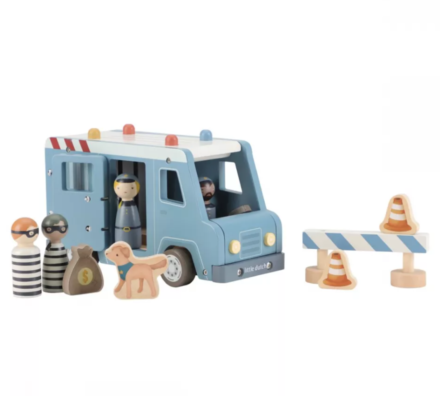 Little Dutch masina din lemn FSC cu accesorii Masina de politie 2 ani+ Blue