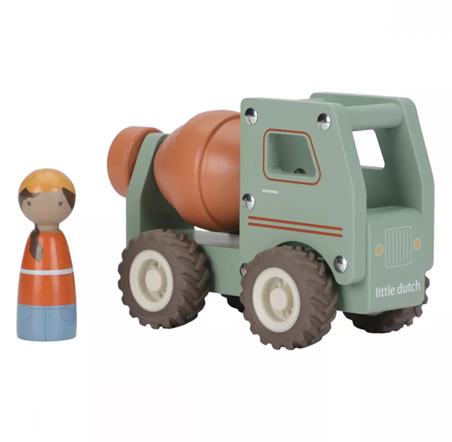 Little Dutch masinuta din lemn FSC 18m+ Betoniera Imagine principală a produsului