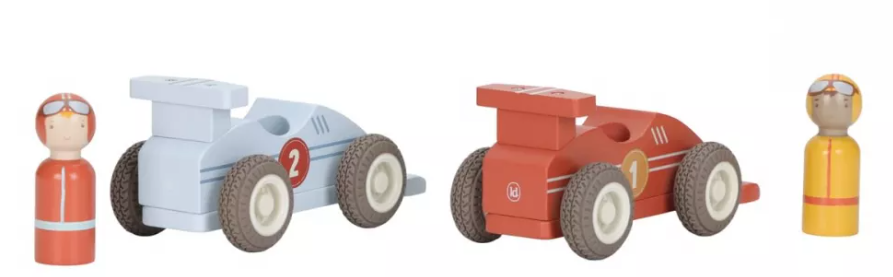 Little Dutch masinuta de curse din lemn cu pilot 2 buc 18m+ Multicolor Imagine secundară a produsului