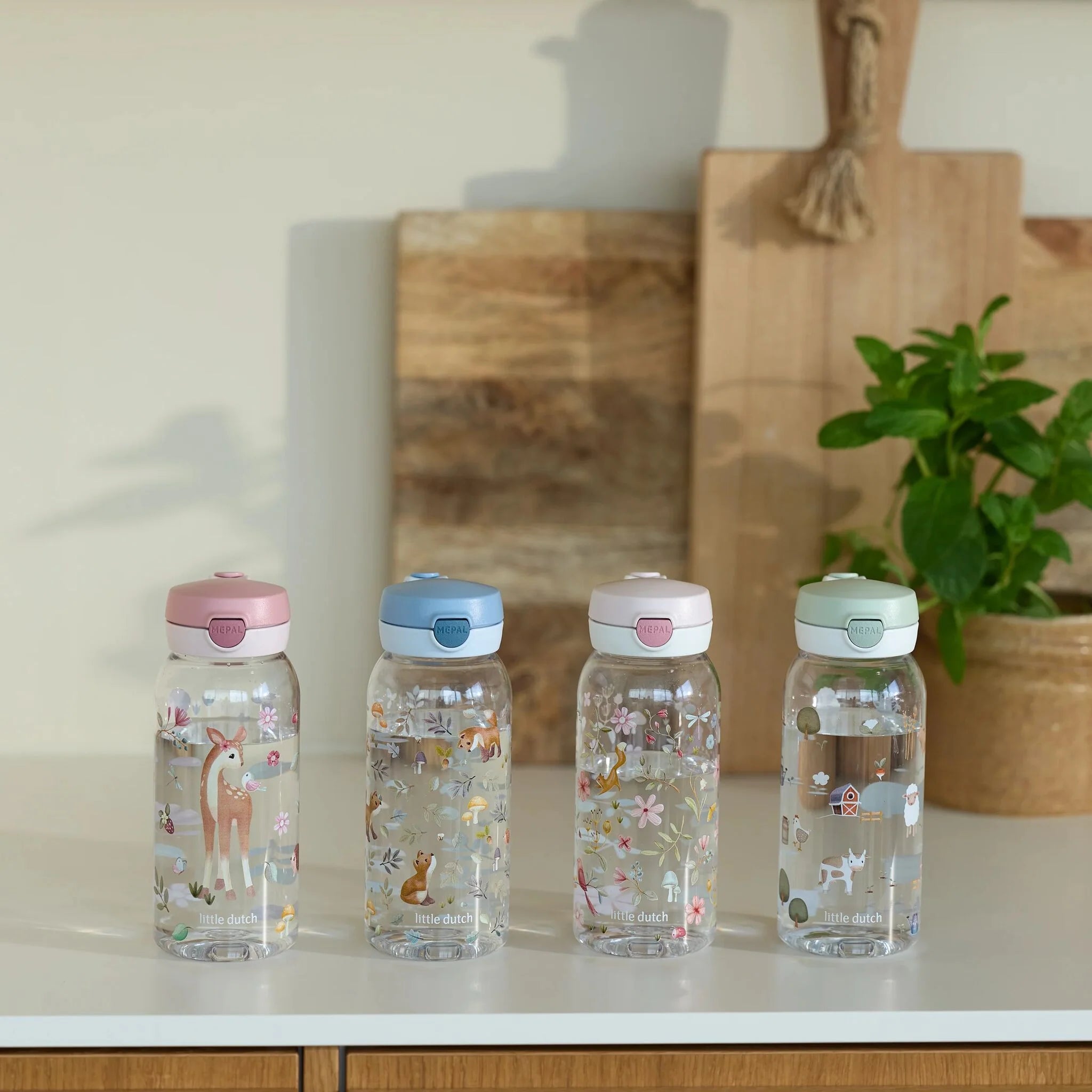Little Dutch Mepal sticla de apa cu capac flip Pop-up 600 ml 3 ani+ Fairy Garden