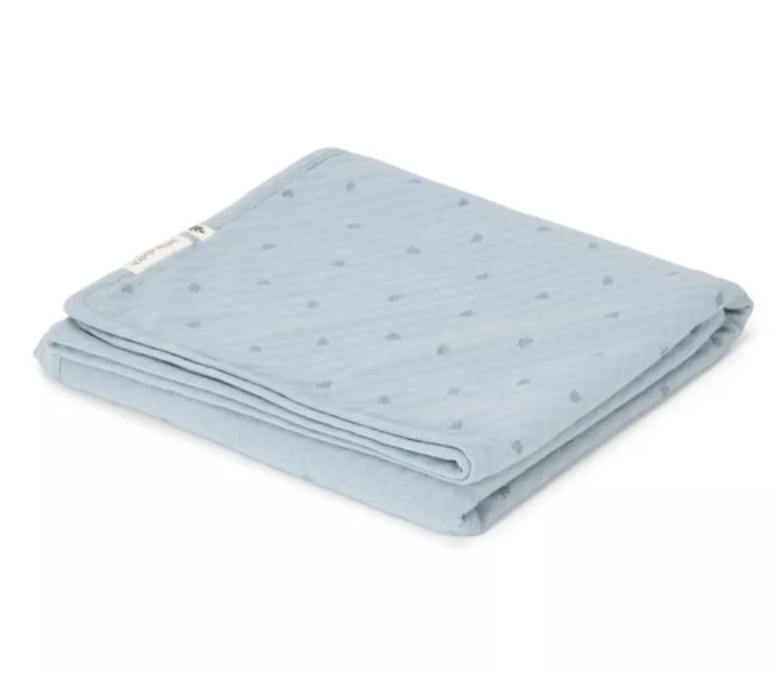 Little Dutch patura dublata din bumbac organic 70x100 cm 0m+ Pure Denim Blue