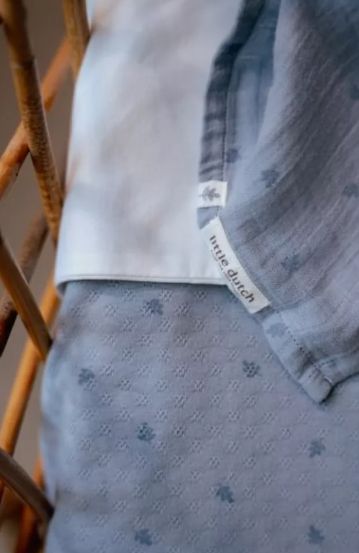 Little Dutch patura dublata din bumbac organic 70x100 cm 0m+ Pure Denim Blue
