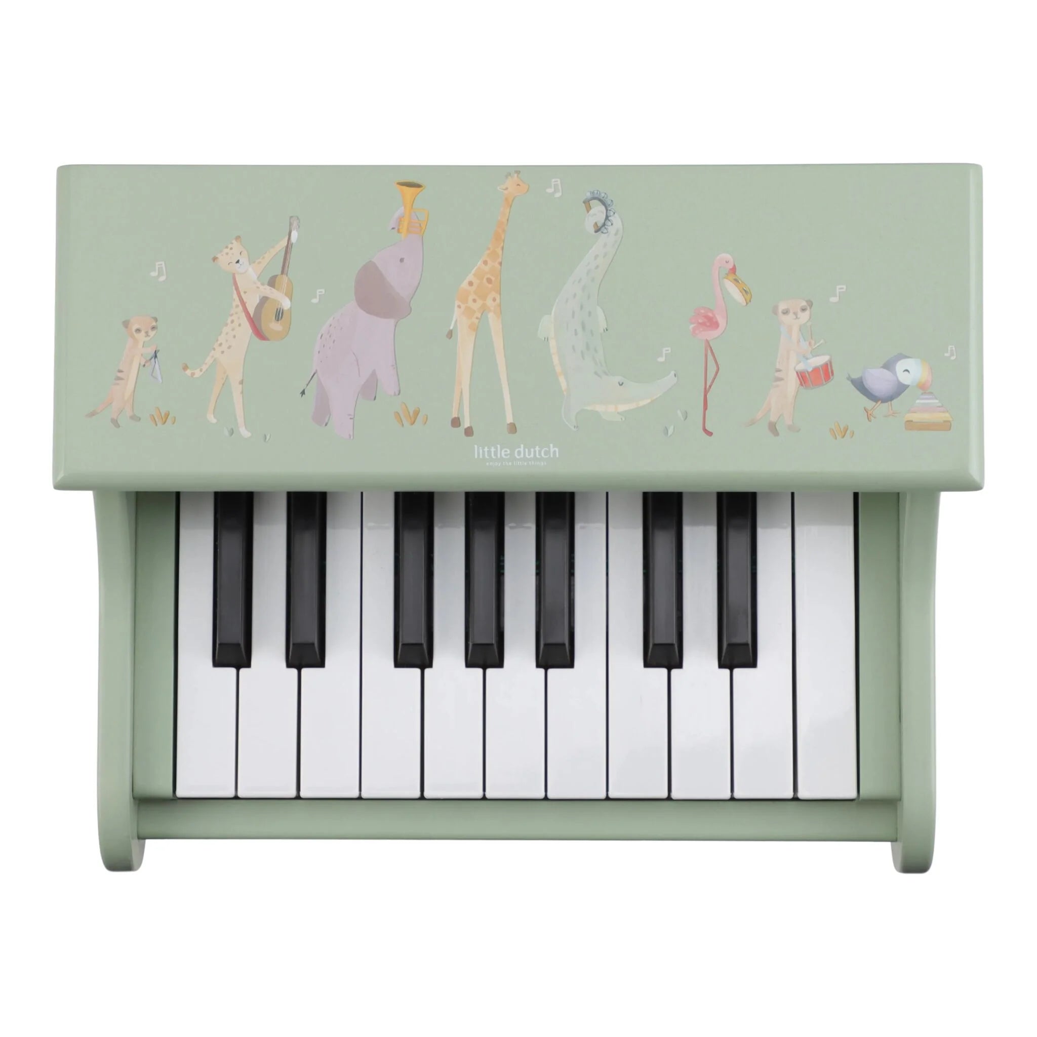 Little Dutch pian din lemn FSC 18m+ Safari Friends Green