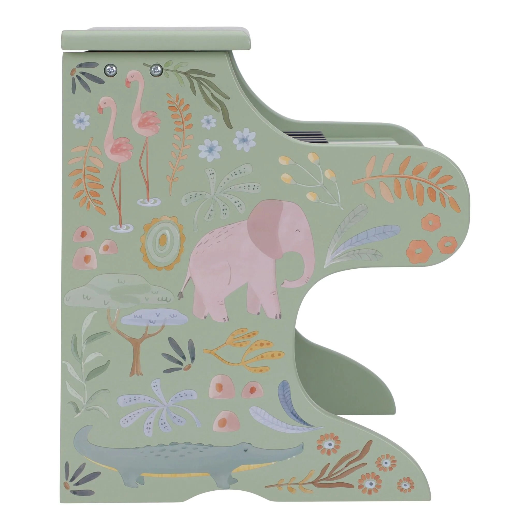 Little Dutch pian din lemn FSC 18m+ Safari Friends Green