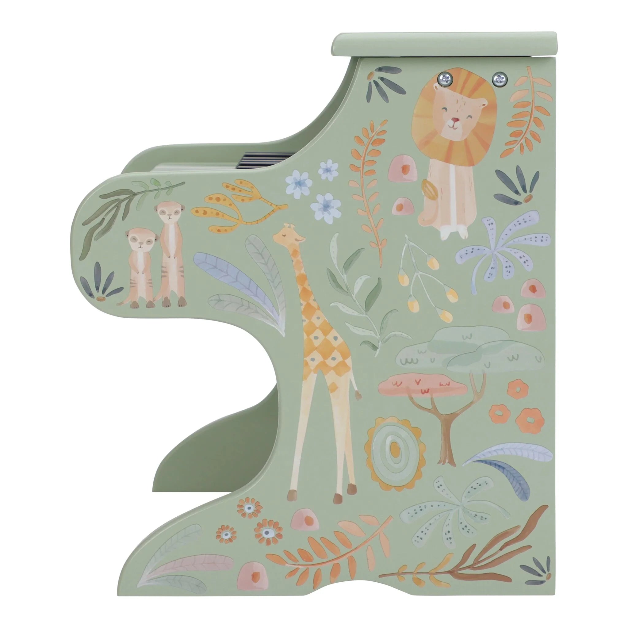 Little Dutch pian din lemn FSC 18m+ Safari Friends Green