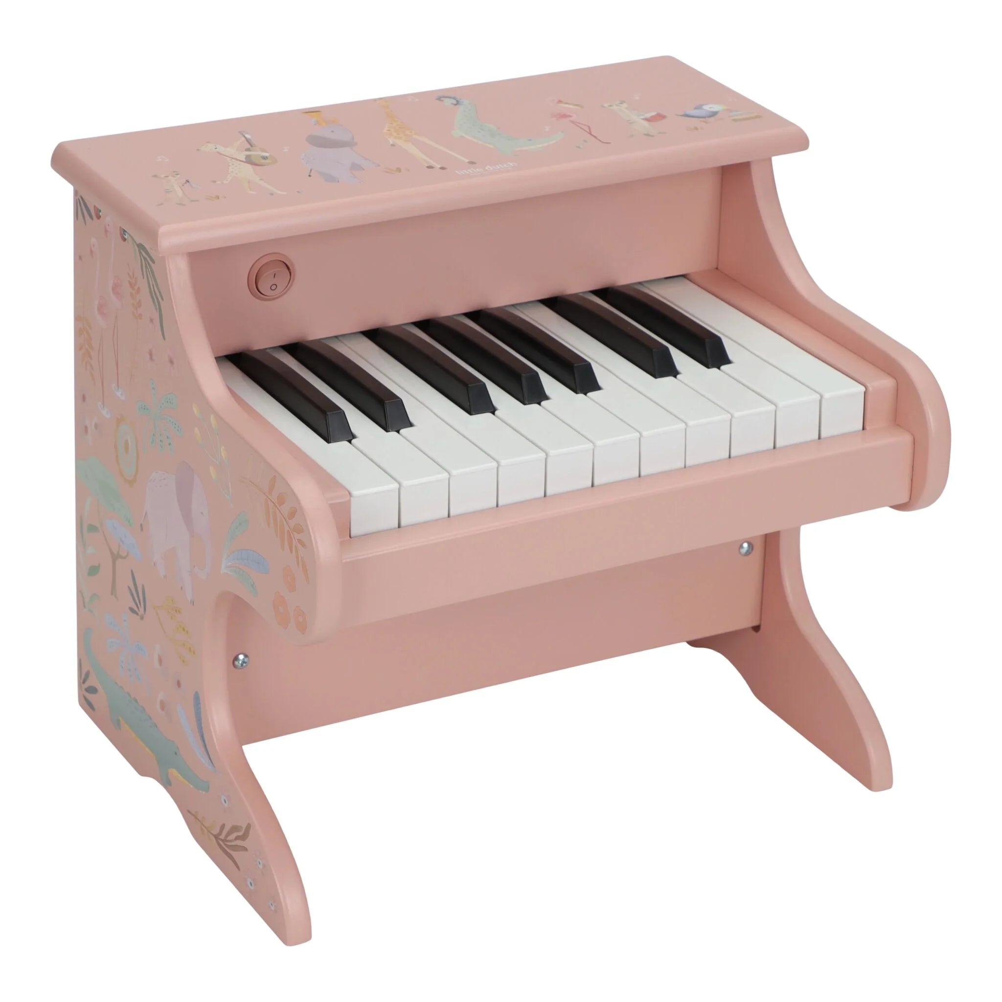 Little Dutch pian din lemn FSC 18m+ Safari Friends Pink