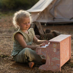 Little Dutch pian din lemn FSC 18m+ Safari Friends Pink