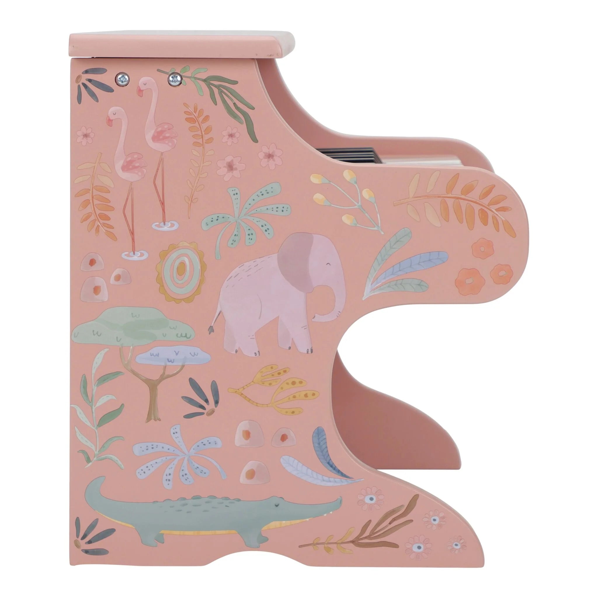 Little Dutch pian din lemn FSC 18m+ Safari Friends Pink