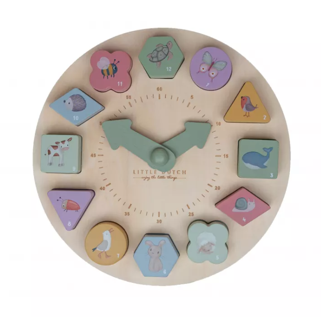 Little Dutch puzzle 3D din lemn cu ceas 2 ani+ Littel Farm