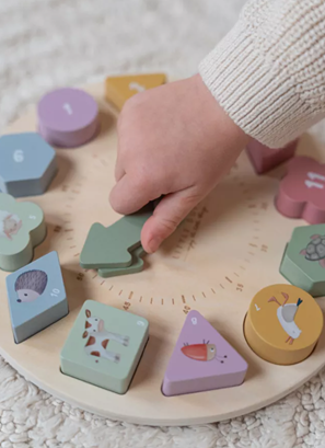 Little Dutch puzzle 3D din lemn cu ceas 2 ani+ Littel Farm