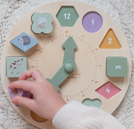 Little Dutch puzzle 3D din lemn cu ceas 2 ani+ Littel Farm