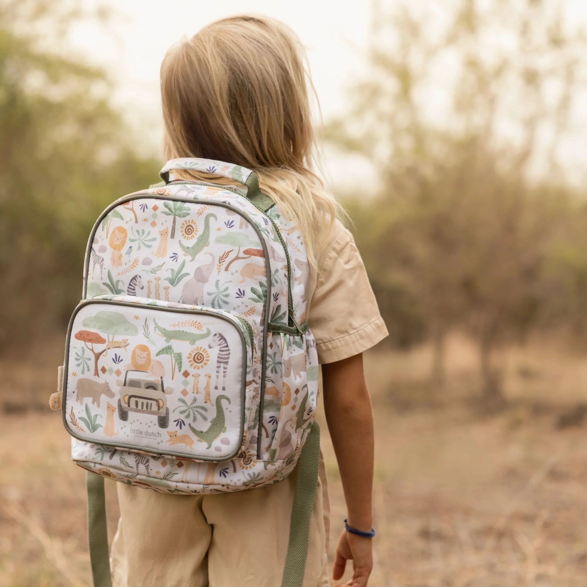 Little Dutch rucsac pentru copii 2-5 ani Safari Friends White