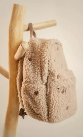 Little Dutch rucsac pentru copii din material teddy 3 ani+ Forest Friends Taupe