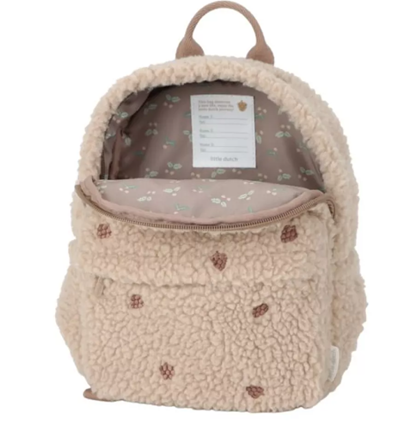 Little Dutch rucsac pentru copii din material teddy 3 ani+ Forest Friends Taupe